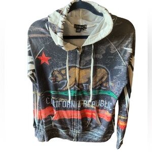 California Republic Women's Gray Hoodie Cardigan